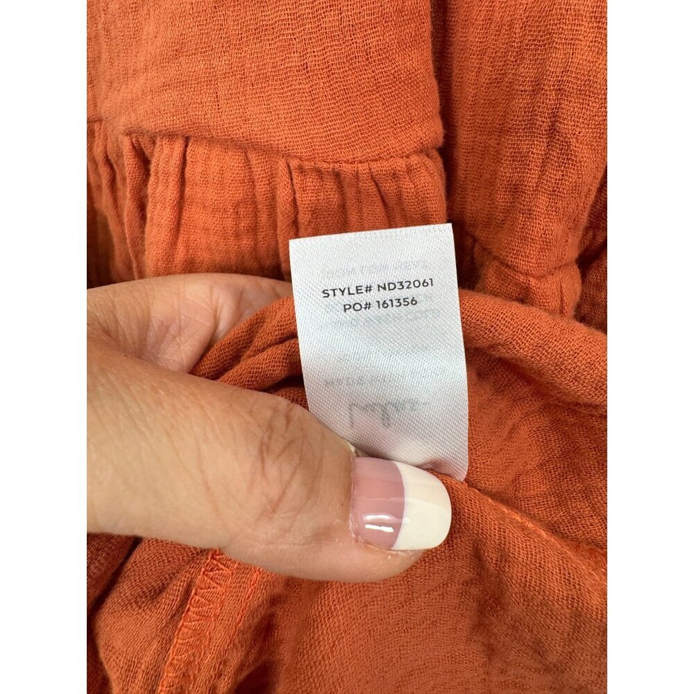 Lulus Rust Orange Off shoulder gauzy tiered midi dress sz M‎ - Picture 11 of 11